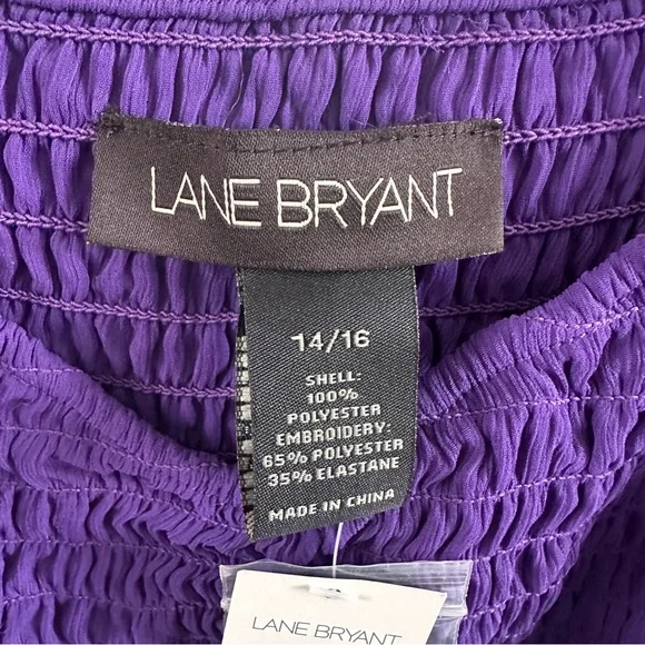 Lane Bryant Smocked Babydoll Top Purple Boho Patchwork | Size 14/16 | NWT - Picture 4 of 12
